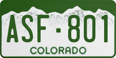 CO license plate ASF801