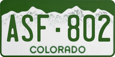 CO license plate ASF802