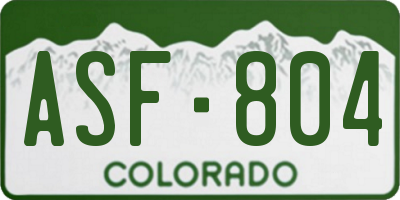 CO license plate ASF804