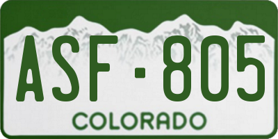 CO license plate ASF805