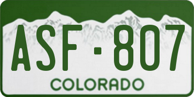 CO license plate ASF807