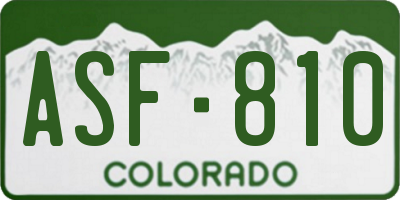 CO license plate ASF810