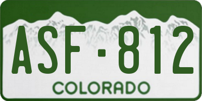 CO license plate ASF812