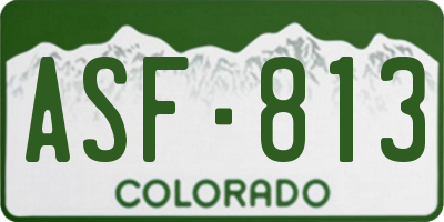 CO license plate ASF813