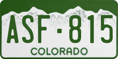 CO license plate ASF815