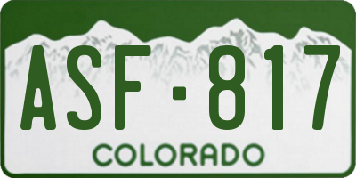 CO license plate ASF817