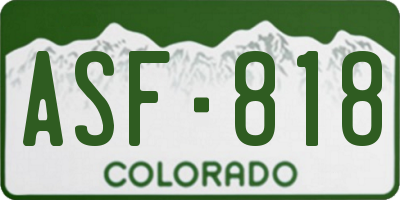 CO license plate ASF818