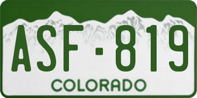 CO license plate ASF819