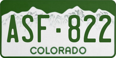 CO license plate ASF822