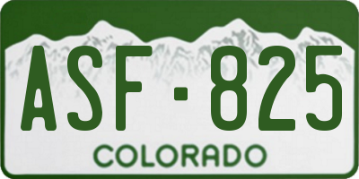 CO license plate ASF825