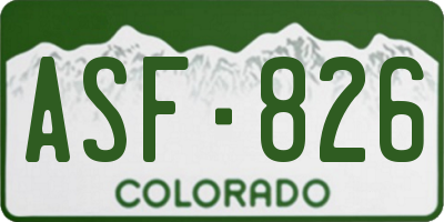 CO license plate ASF826