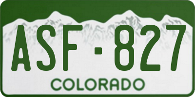 CO license plate ASF827