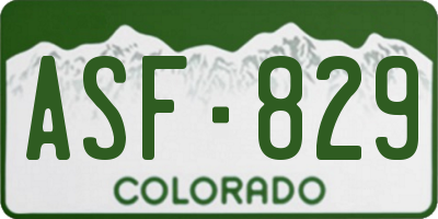 CO license plate ASF829
