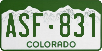 CO license plate ASF831
