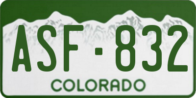 CO license plate ASF832