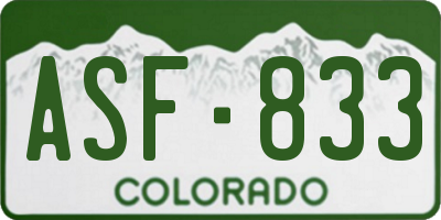 CO license plate ASF833