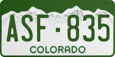 CO license plate ASF835