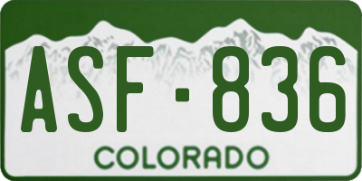 CO license plate ASF836