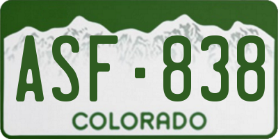 CO license plate ASF838
