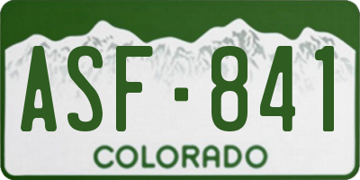 CO license plate ASF841