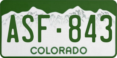CO license plate ASF843