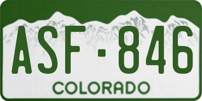 CO license plate ASF846