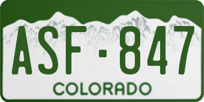 CO license plate ASF847