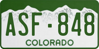 CO license plate ASF848