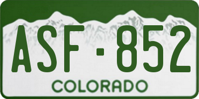 CO license plate ASF852