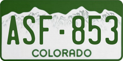 CO license plate ASF853