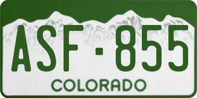 CO license plate ASF855