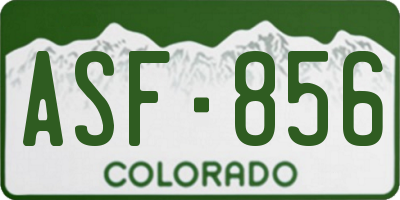 CO license plate ASF856