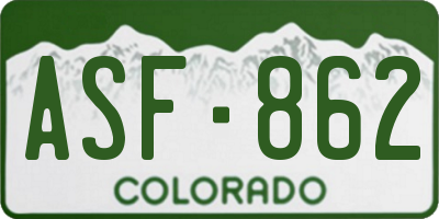 CO license plate ASF862