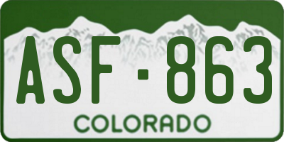 CO license plate ASF863