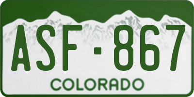 CO license plate ASF867