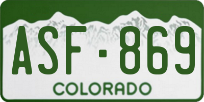 CO license plate ASF869