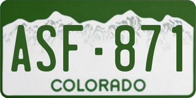 CO license plate ASF871