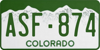 CO license plate ASF874