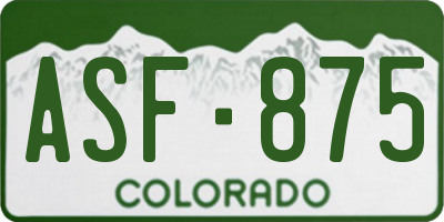 CO license plate ASF875