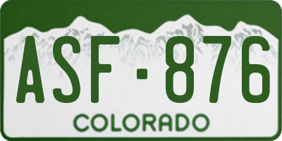 CO license plate ASF876