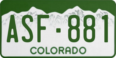CO license plate ASF881
