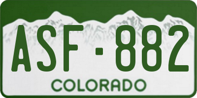 CO license plate ASF882