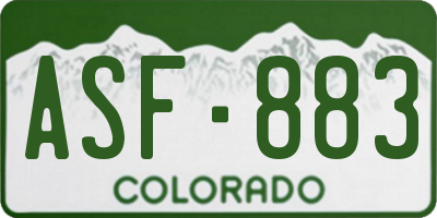 CO license plate ASF883