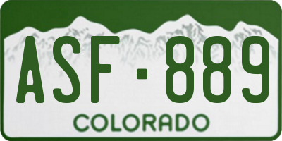 CO license plate ASF889