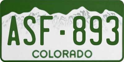 CO license plate ASF893