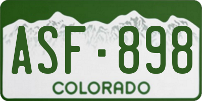 CO license plate ASF898