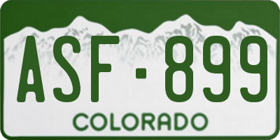 CO license plate ASF899