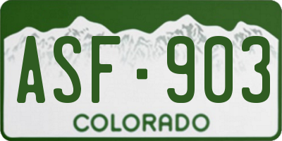 CO license plate ASF903