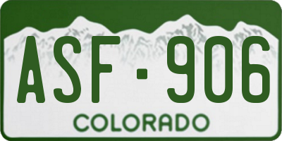 CO license plate ASF906