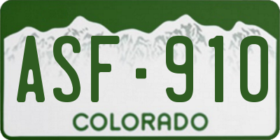 CO license plate ASF910